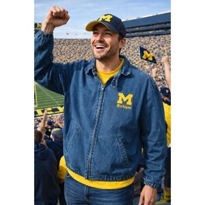 Vintage Chalk Line Denim Jean Jacket Embroidered University‎ of Michigan Large
